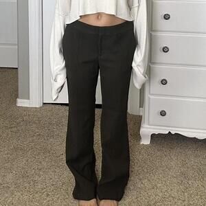 Dark olive green straight leg trousers